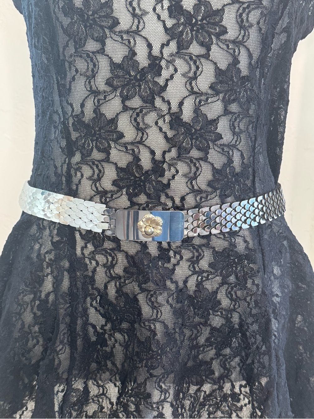 Vintage Snake Scale Stretch Belt Floral Buckle Retro Y2K